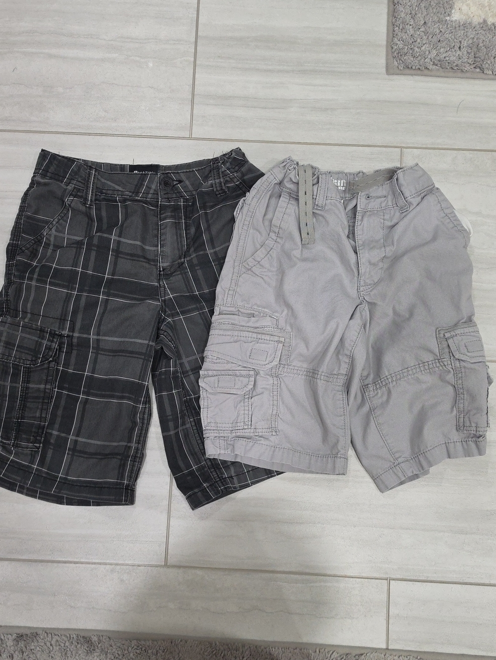 Boy's Gray Cargo Shorts - Lightweight Casual Shorts Lot Of 2 Size 10 And 12